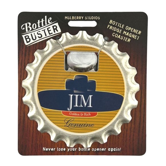 Jim Bottle Buster Bottle Opener Fridge Magnet Coaster Pre-Personalized - Picture 1 of 1
